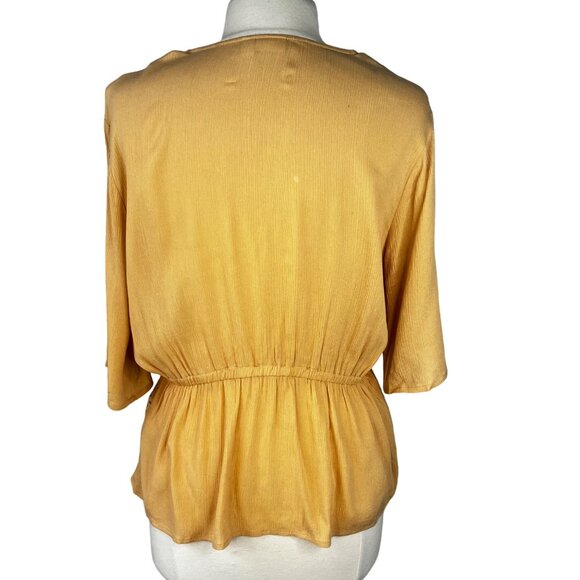 Versona Embroidered Button Front Top Womens Medium Yellow - Picture 2 of 7